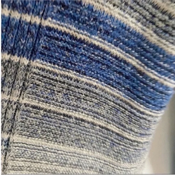 Lucky Brand cardigan blue and white striped knit sweater open front - Picture 3 of 8